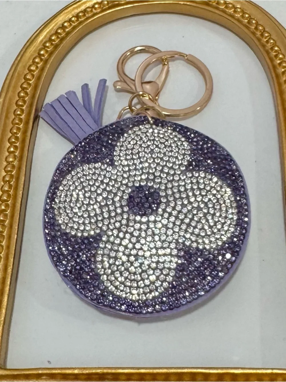 New Round Lavender Flower Motif Keychain/Bag Charm